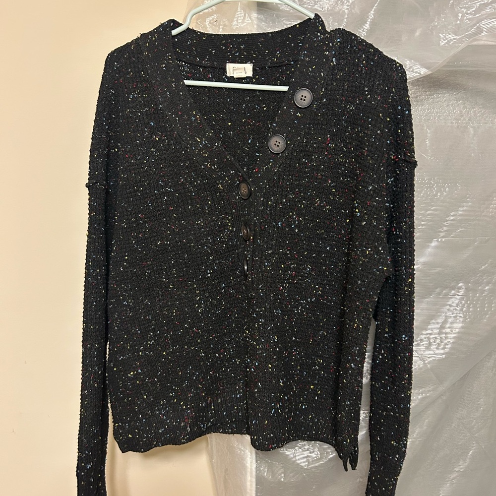 a.n.a Black Knit Sweater with Colorful Speckles
